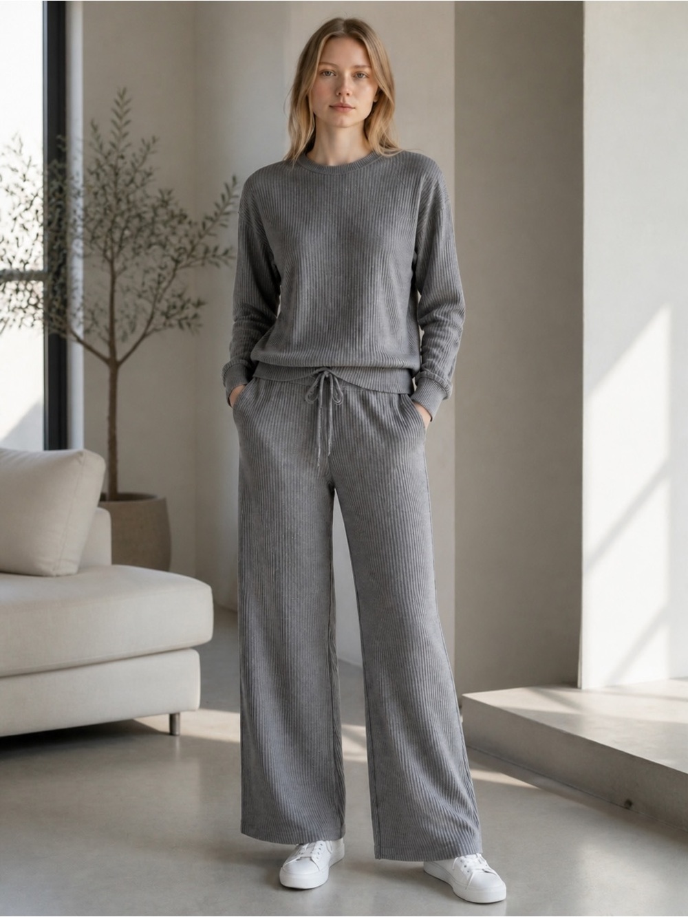 Honeydew Intimates Ribbed Lounge Set NWOT | Small Gray  2‑Piece Soft Knit